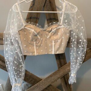 RNWY-Runaway the Label, Sheer Polka Dot 'Chloe' Crop cami top-Cream, size 4